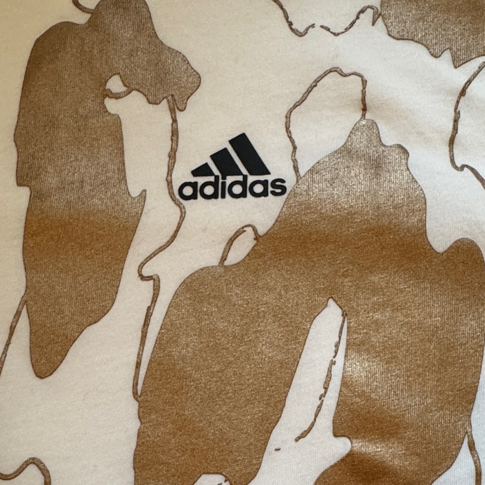 Adidas | White and Metallic Gold Graphic Tee | Size Medium - Picture 3 of 5